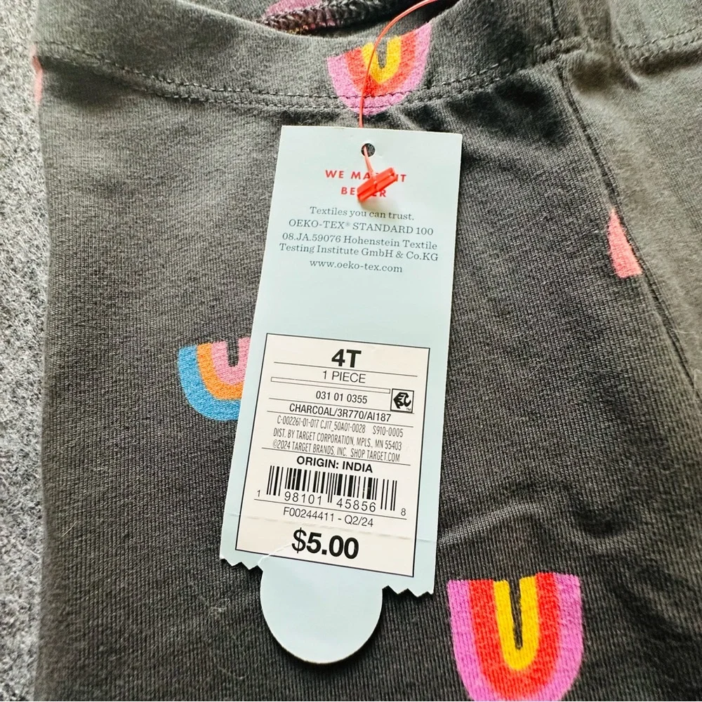 🍏 Cat & Jack Charcoal Colorful Rainbow Print Kids Leggings – NWT – 4/$20 🍏 - Picture 5 of 5
